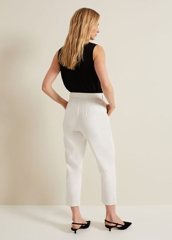 Phase Eight Gaia Neutral Tapered Tailoreds Trousers White USA | 7513826-KN